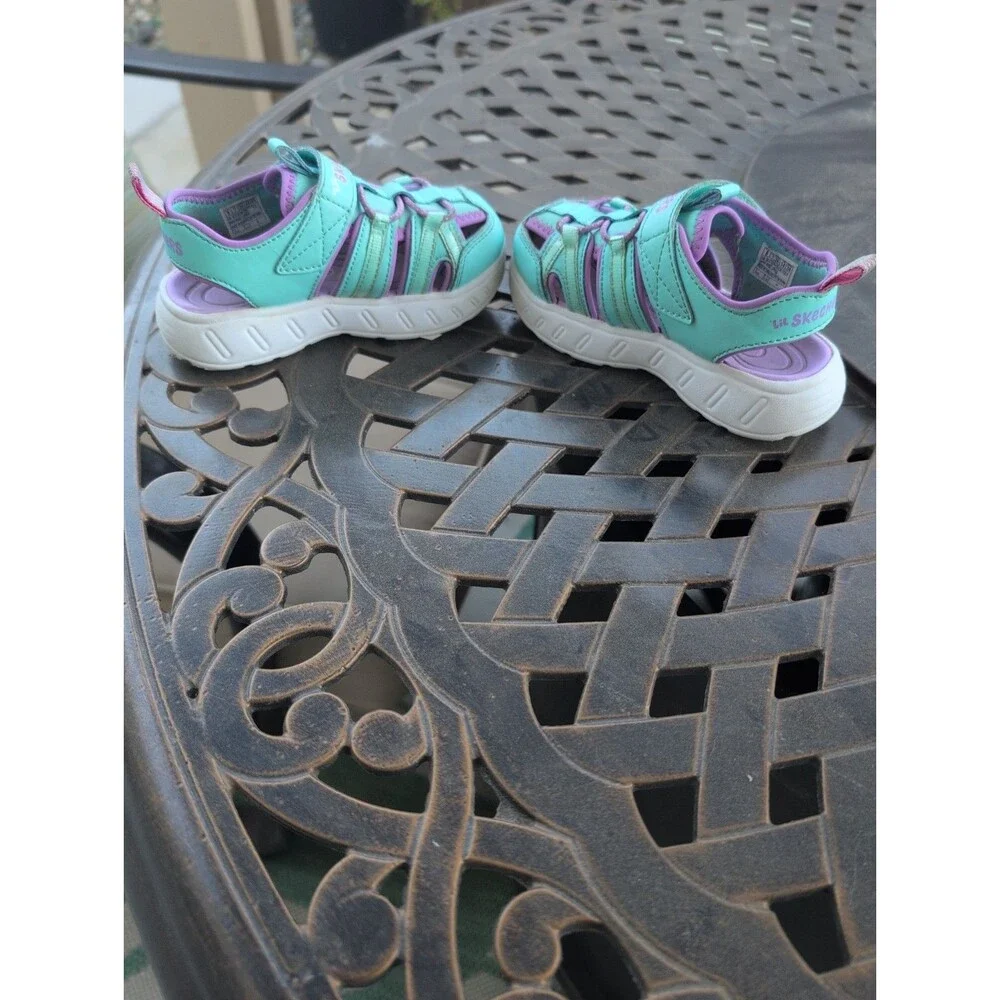 'Lil Sketchers Girls Toddler Size 8 Mermaid Sea Animals Velcroe Sandals